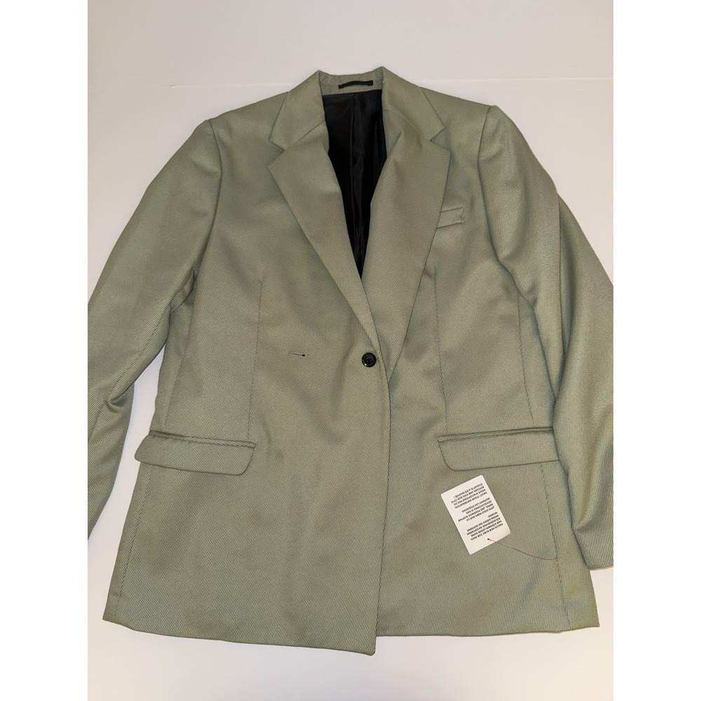 Topman Men 40R Sage Green Blazer Tailored Fit Modern Pockets Formal Wedding NWT